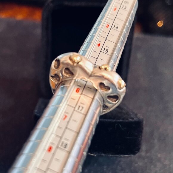 Dian Malouf 14K Gold & Sterling Silver Heart Ring Signed DLM - Size 6 - Picture 2 of 6